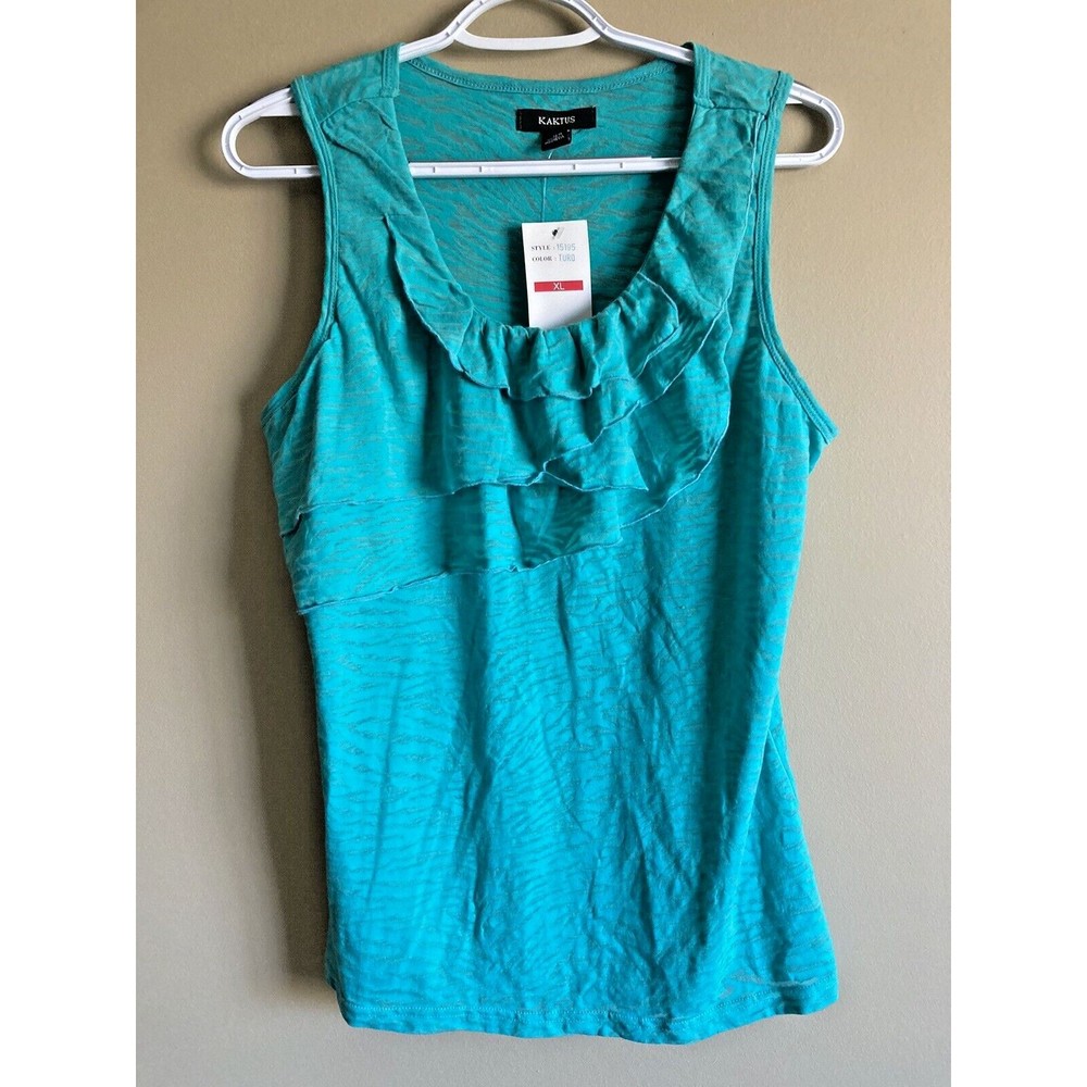 World Market Kaktus Zebra Stripe Tank Top in Teal Size XL NWT